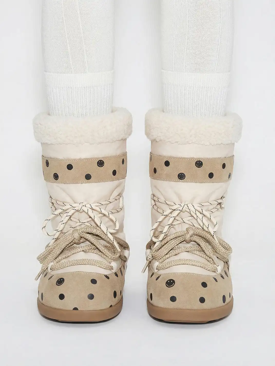 SMILEY | Mid-calf Polka Dot Cotton Shoes Snow Boots