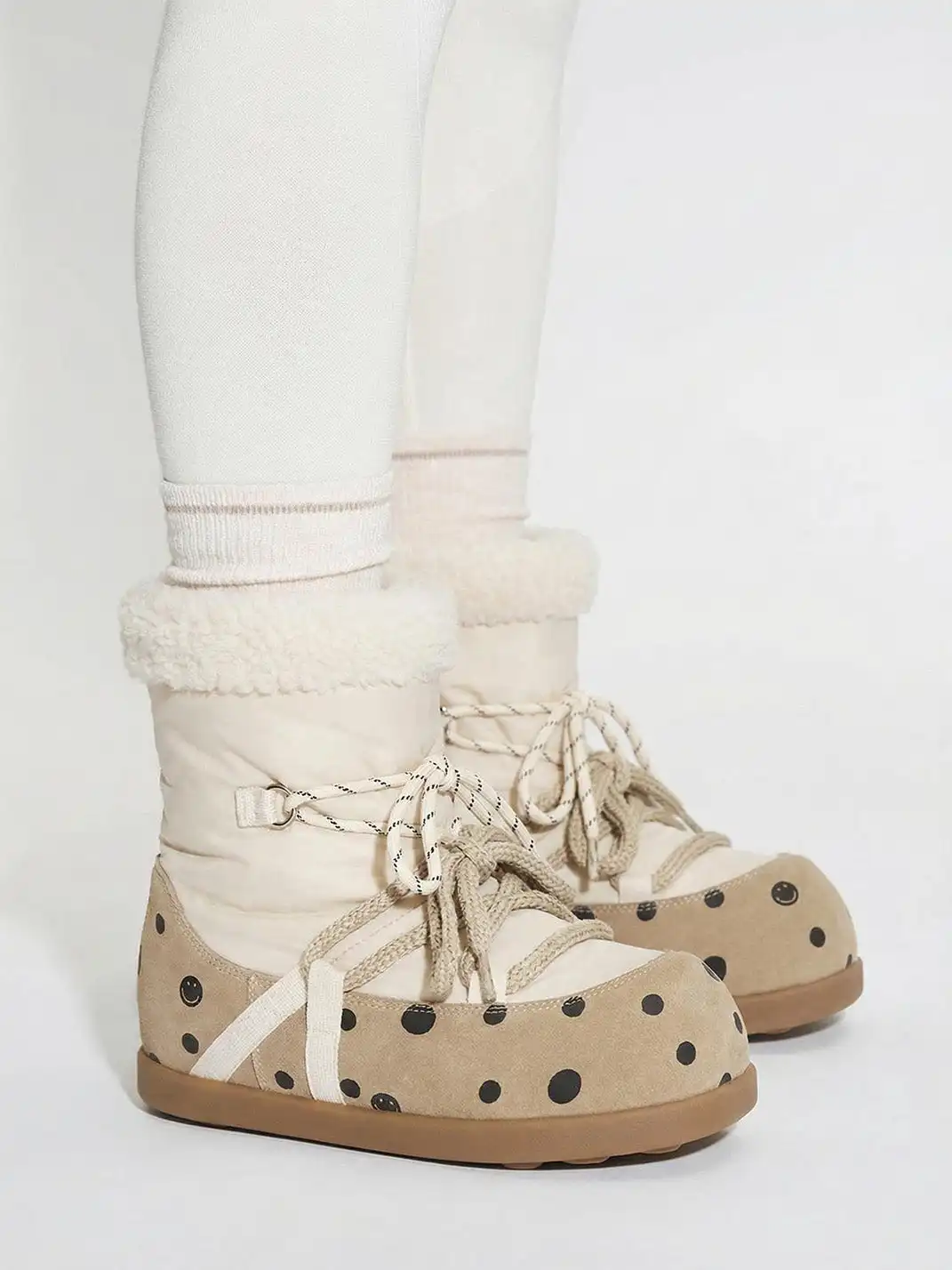SMILEY | Mid-calf Polka Dot Cotton Shoes Snow Boots