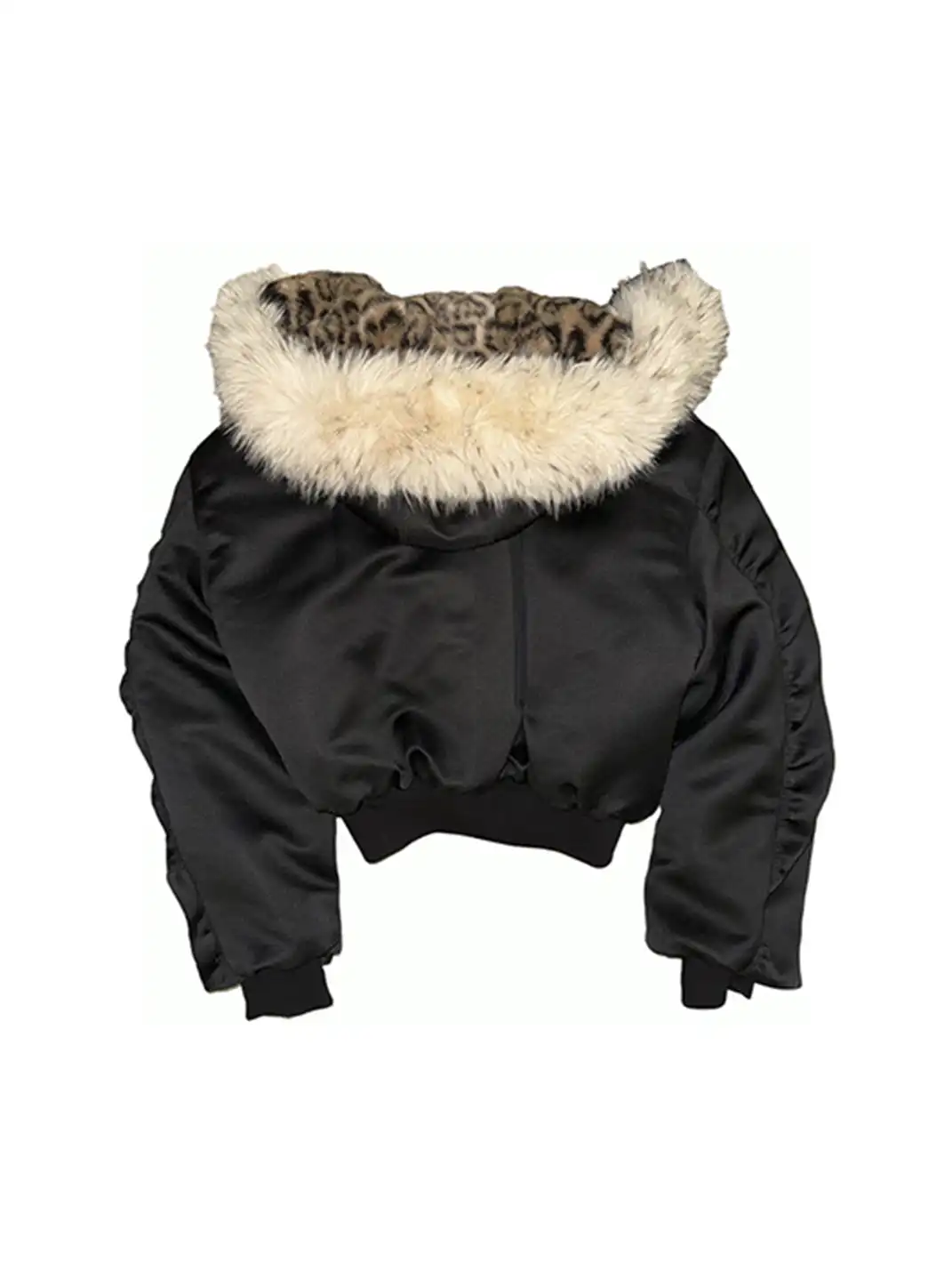noEmosen | Leopard Print Hooded Jacket With Fur Collar