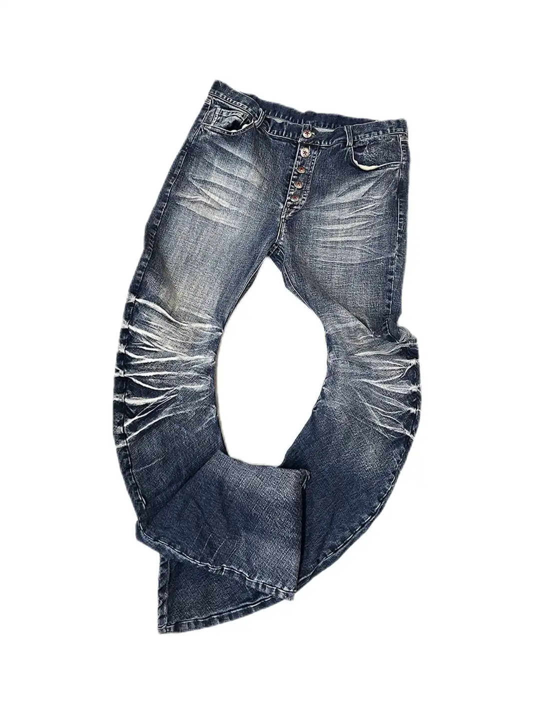 noEmosen | Cracked 3D Curved Blade Misty Jeans