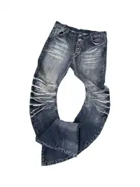 noEmosen | Cracked 3D Curved Blade Misty Jeans