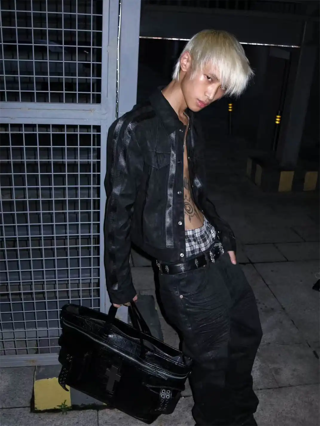 noEmosen | "Caged Bird" Veined Leather Jacket