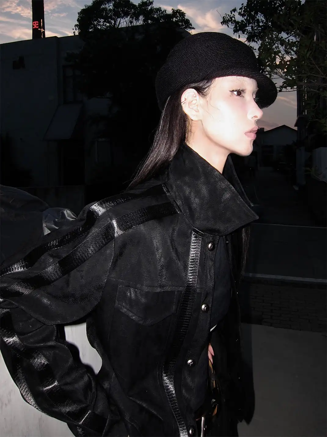 noEmosen | "Caged Bird" Veined Leather Jacket