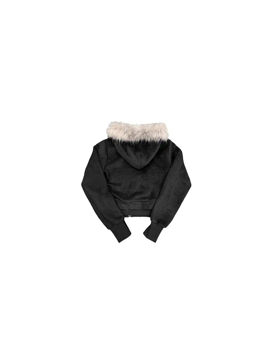 noEmosen | Hooded Gold Raccoon Fur Tassel Hem Sweatshirt