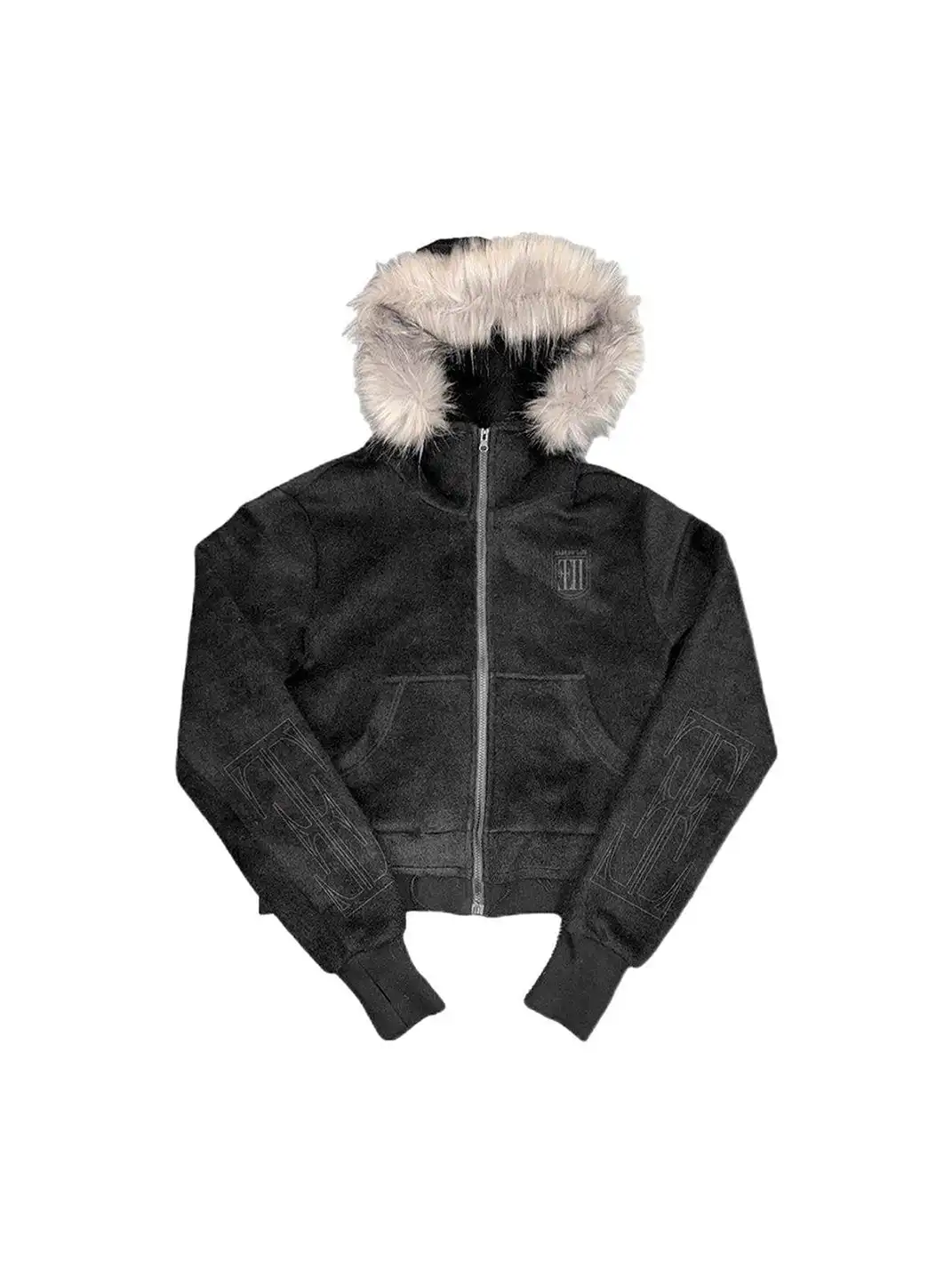 noEmosen | Hooded Gold Raccoon Fur Tassel Hem Sweatshirt