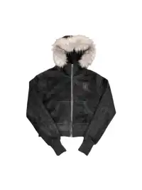 noEmosen | Hooded Gold Raccoon Fur Tassel Hem Sweatshirt