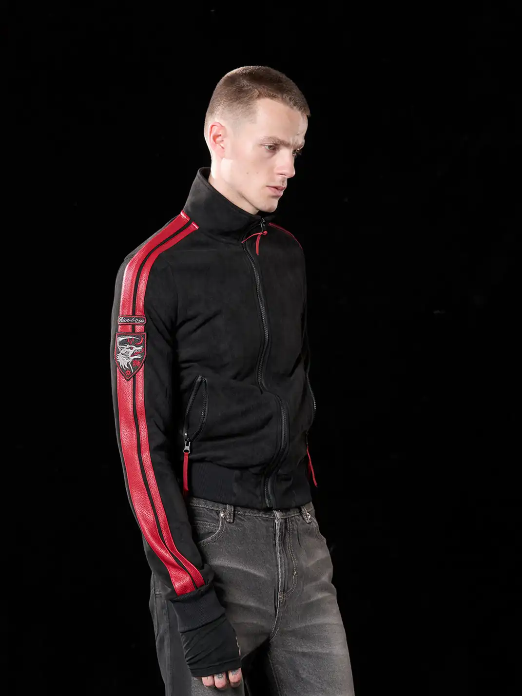 noEmosen | Patchwork Blood Wolf Embroidered Jacket