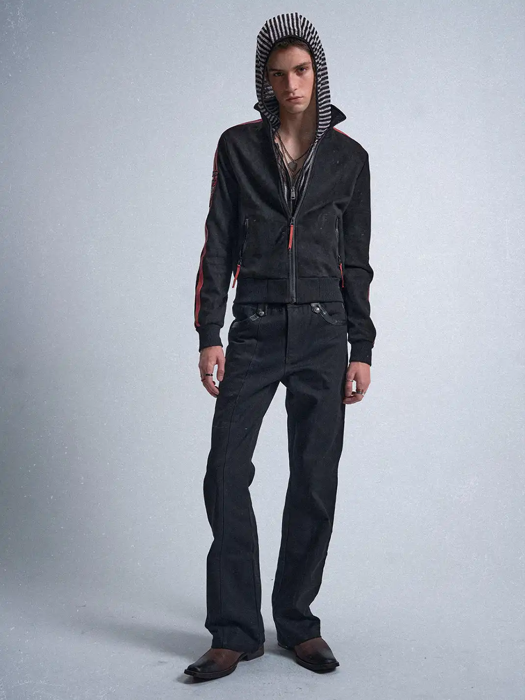 noEmosen | Patchwork Blood Wolf Embroidered Jacket
