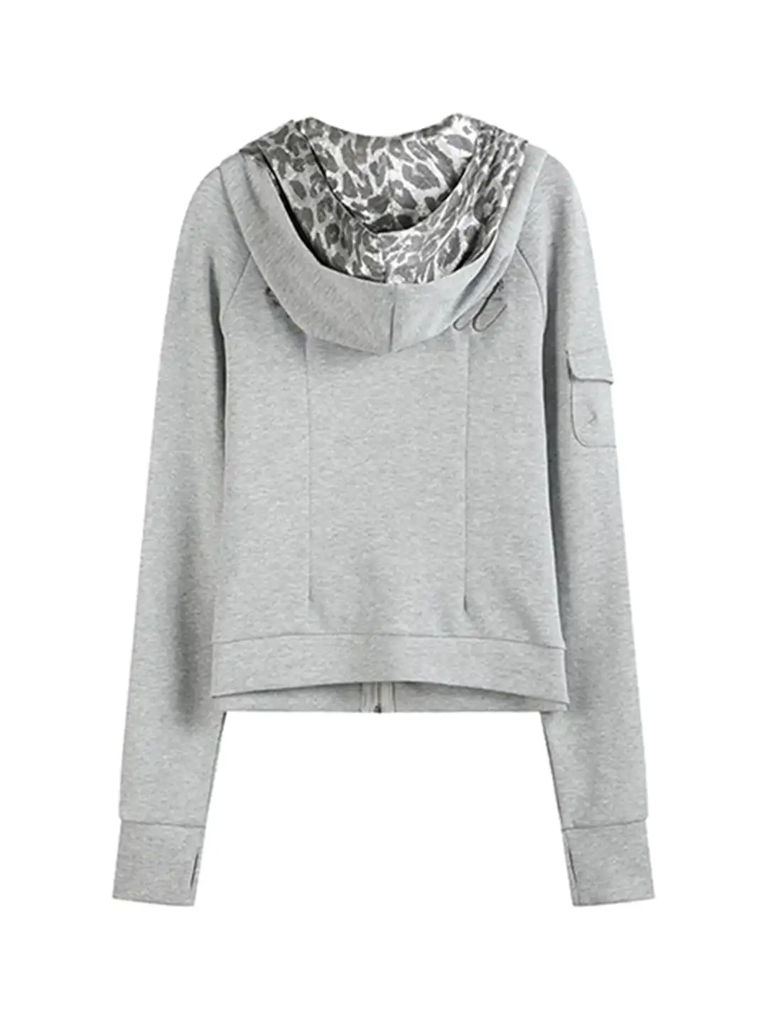 noEmosen | Faux Two-piece Silver Leopard Print Sweatshirt