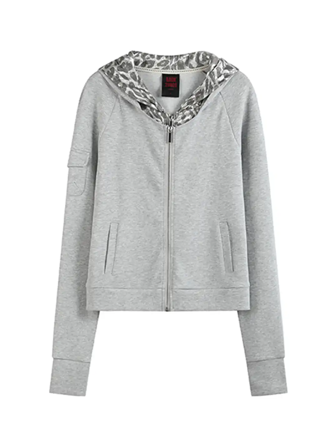 noEmosen | Faux Two-piece Silver Leopard Print Sweatshirt