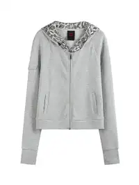 noEmosen | Faux Two-piece Silver Leopard Print Sweatshirt