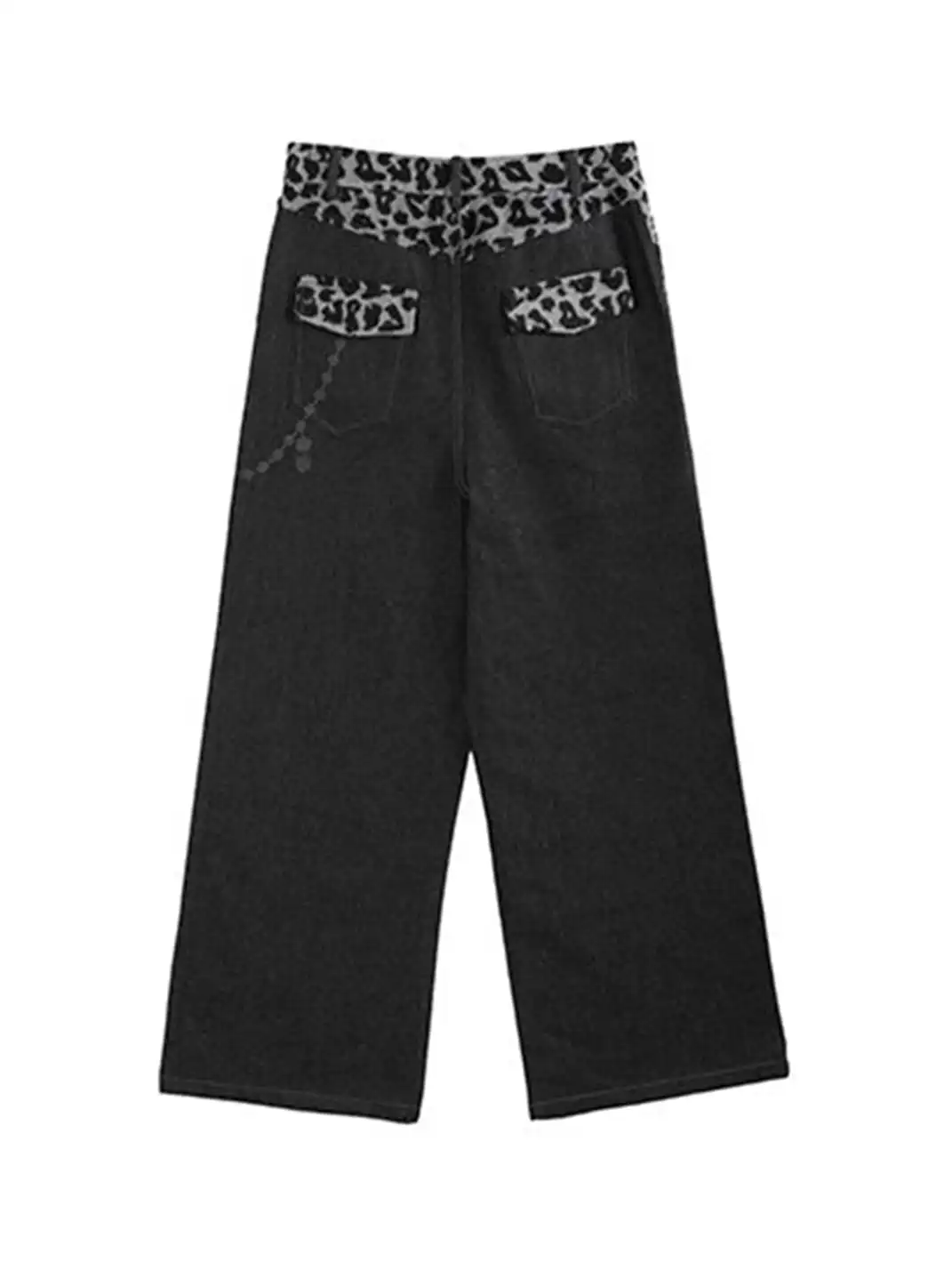 noEmosen | Leopard Print Waistband Patchwork Jeans