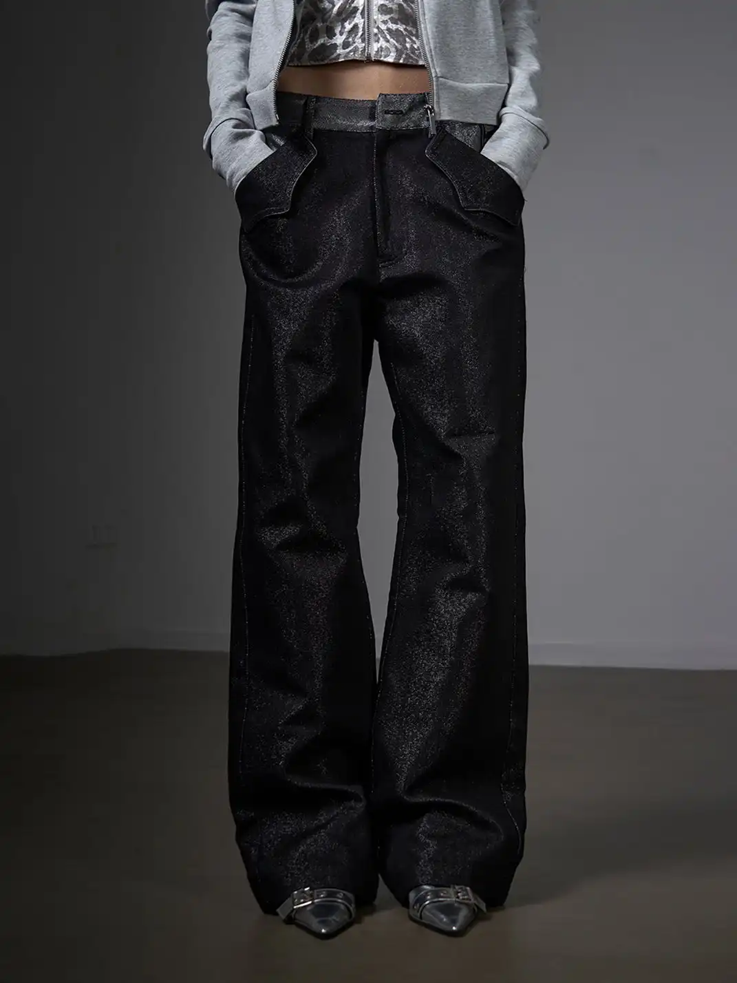 noEmosen | "RUDEBART Skull" Silver Thread Jeans