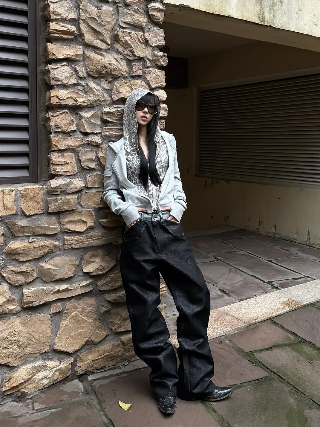 noEmosen | "RUDEBART Skull" Silver Thread Jeans