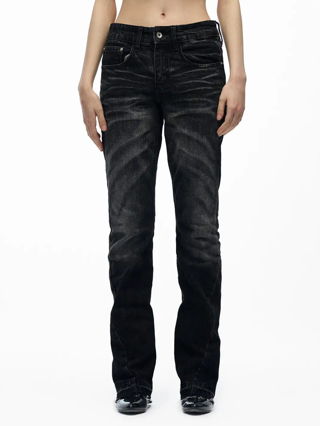 noEmosen | Pleated Whiskering Deconstructed Jeans