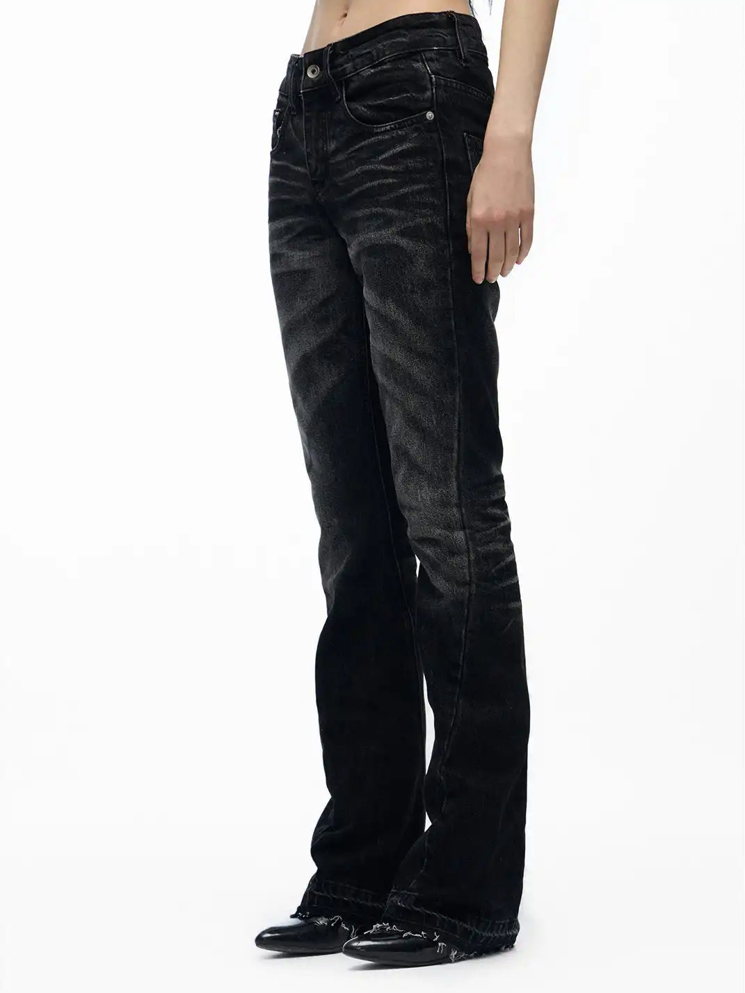 noEmosen | Pleated Whiskering Deconstructed Jeans