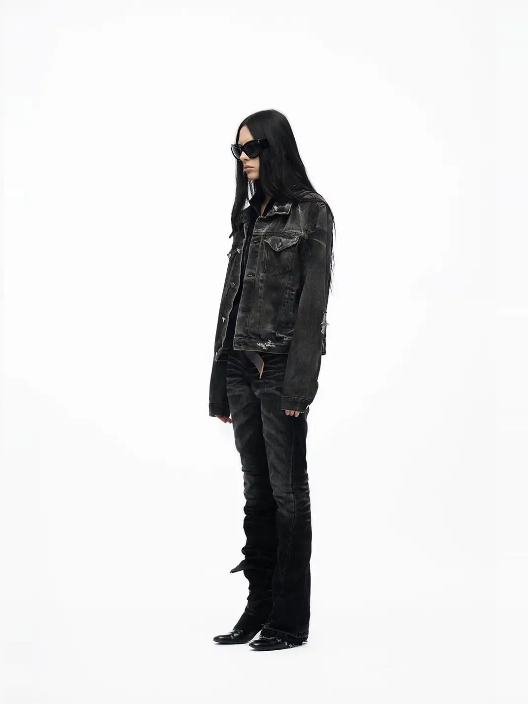 noEmosen | Pleated Whiskering Deconstructed Jeans