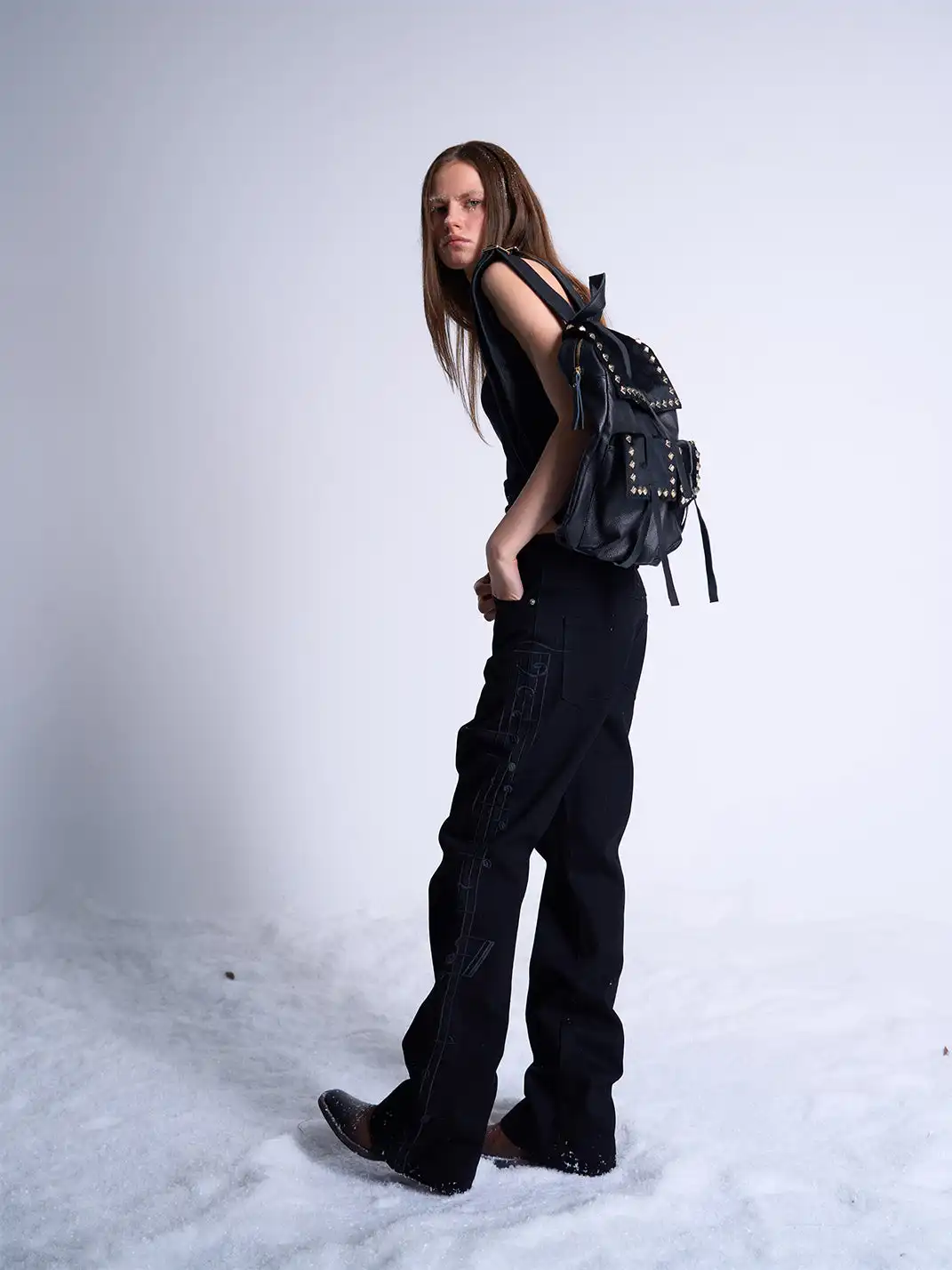 noEmosen | Horsehair And Cowhide Leather Studded Backpack