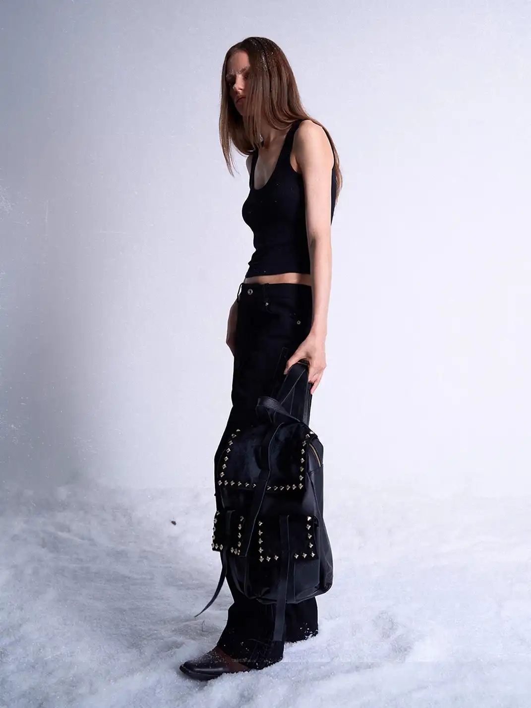 noEmosen | Horsehair And Cowhide Leather Studded Backpack