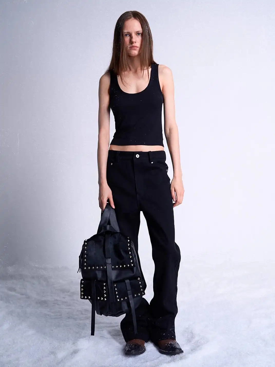 noEmosen | Horsehair And Cowhide Leather Studded Backpack