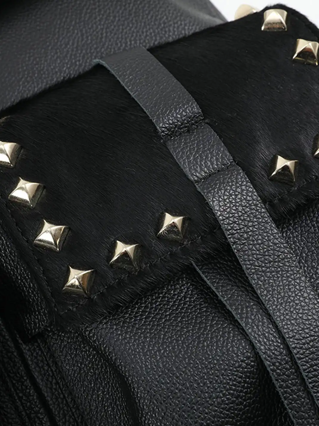 noEmosen | Horsehair And Cowhide Leather Studded Backpack