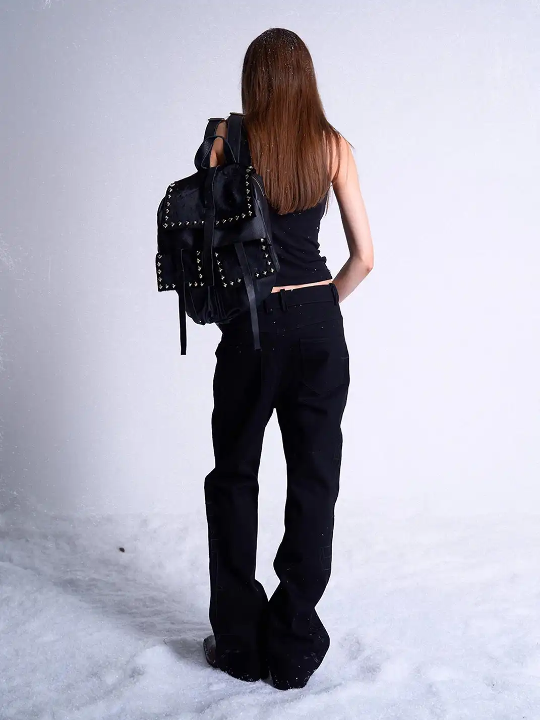 noEmosen | Horsehair And Cowhide Leather Studded Backpack
