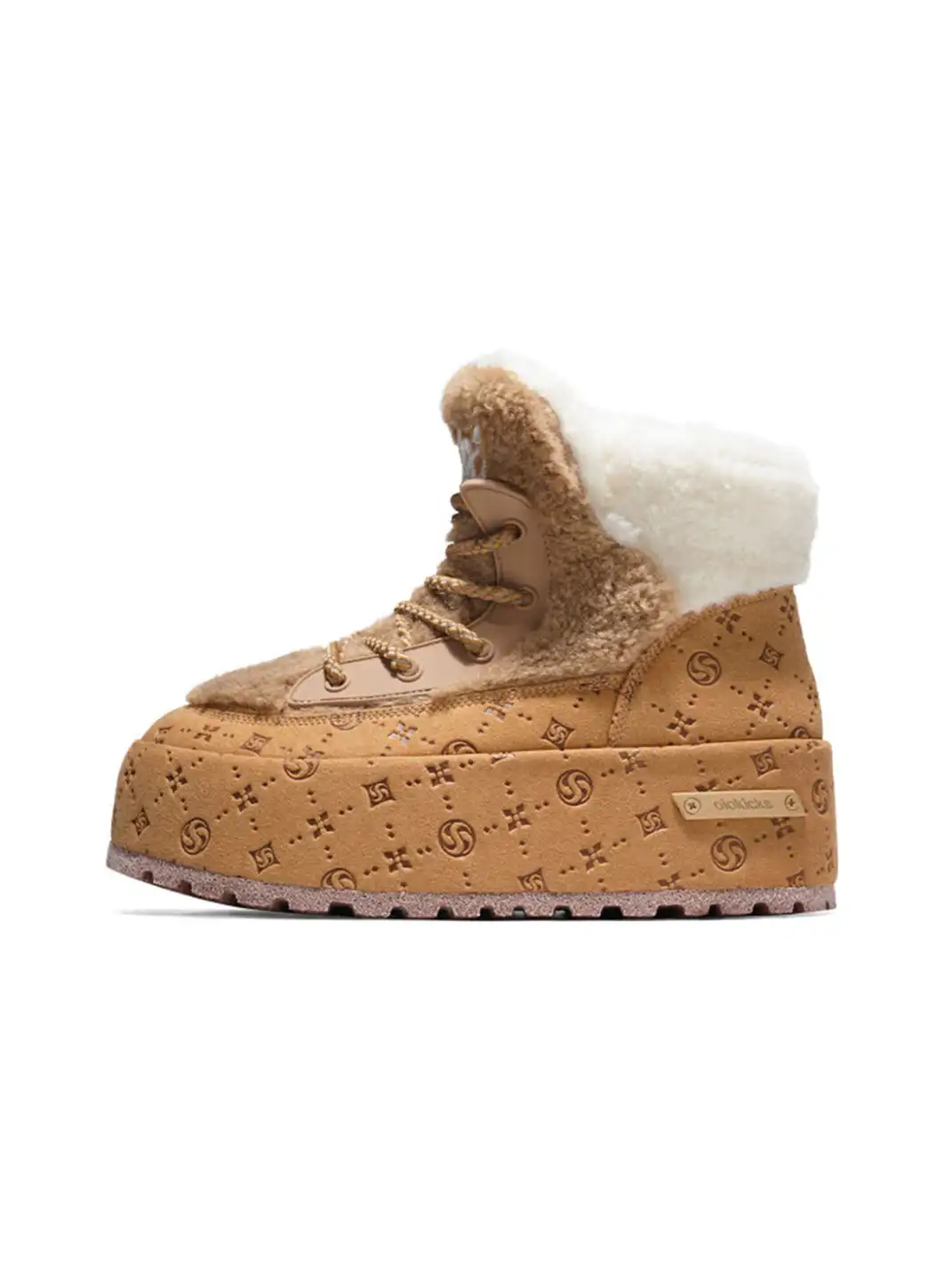 SALAXI | Monogram Design Faux Fur Platform Boots For Men