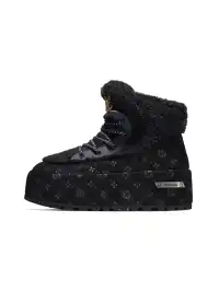 SALAXI | Monogram Design Faux Fur Platform Boots For Men
