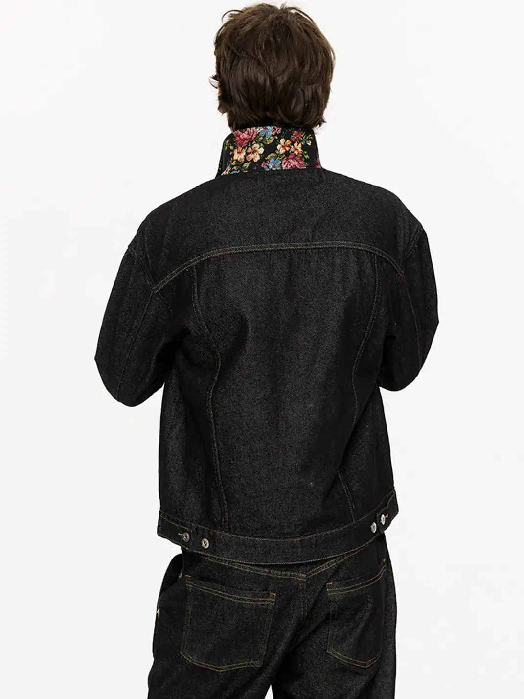 KREATE | Floral Color-Blocked Denim Jacket