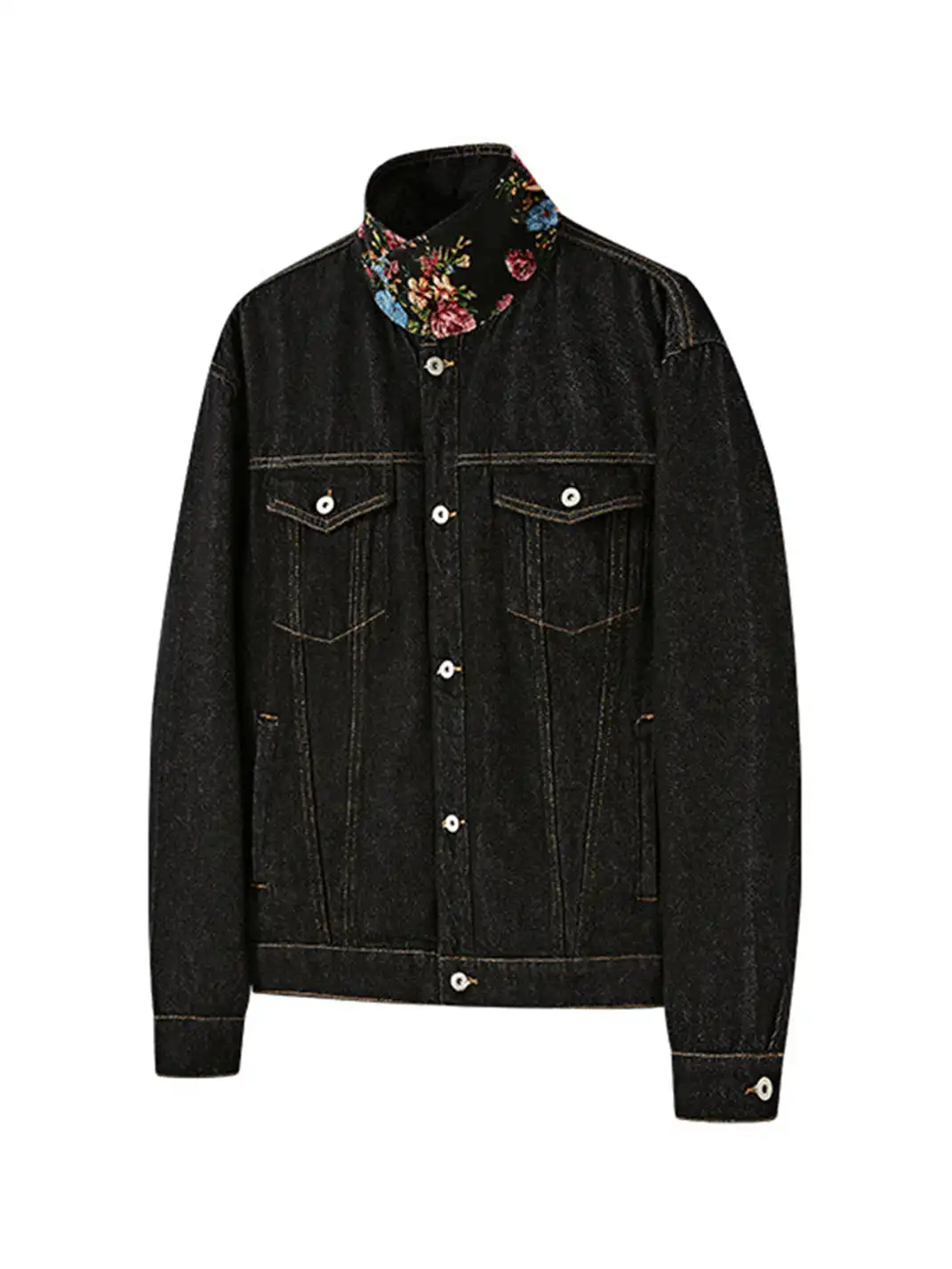 KREATE | Floral Color-Blocked Denim Jacket