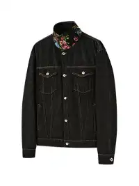 KREATE | Floral Color-Blocked Denim Jacket