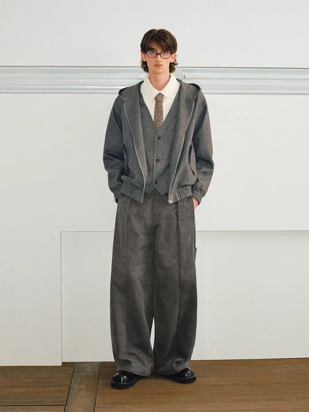 KREATE | Faux Two-Piece V-Neck Spliced Casual Jacket