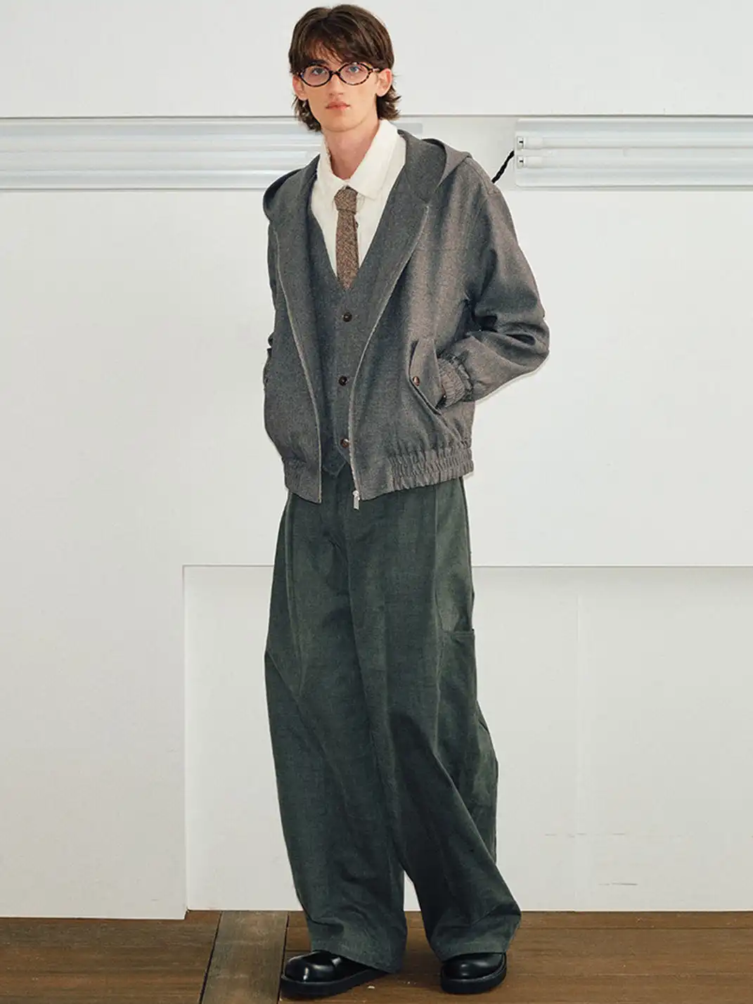 KREATE | Faux Two-Piece V-Neck Spliced Casual Jacket
