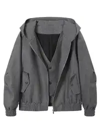 KREATE | Faux Two-Piece V-Neck Spliced Casual Jacket
