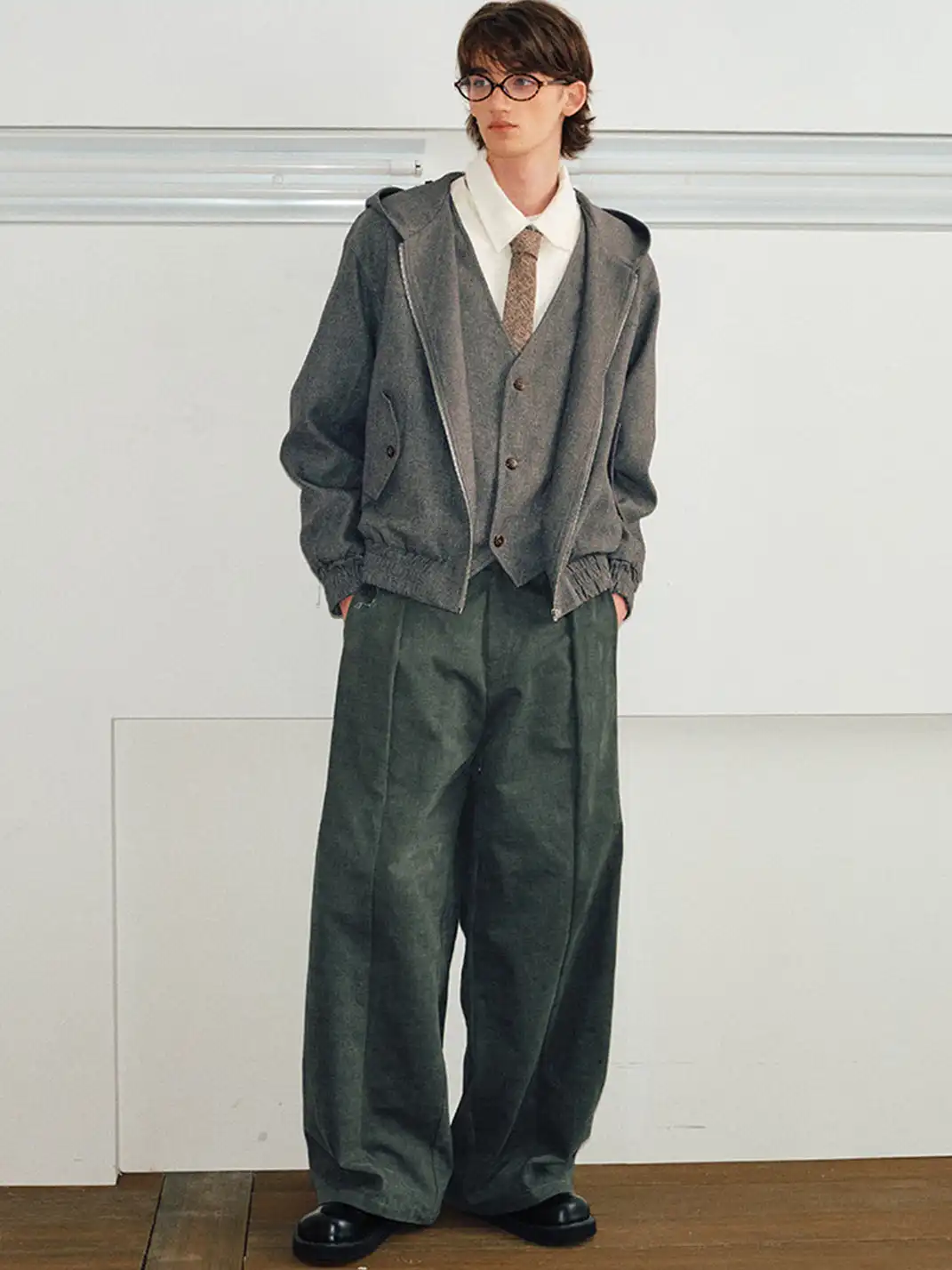 KREATE | Faux Two-Piece V-Neck Spliced Casual Jacket