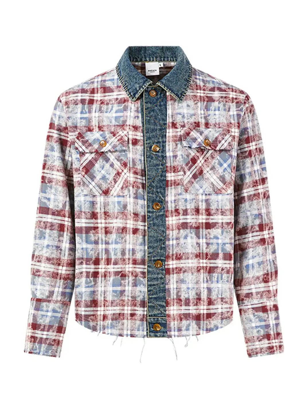 KREATE | Plaid Patchwork Denim Shirt