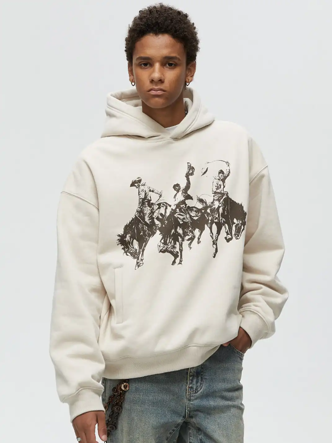 KREATE | Retro Print Pullover Hoodie