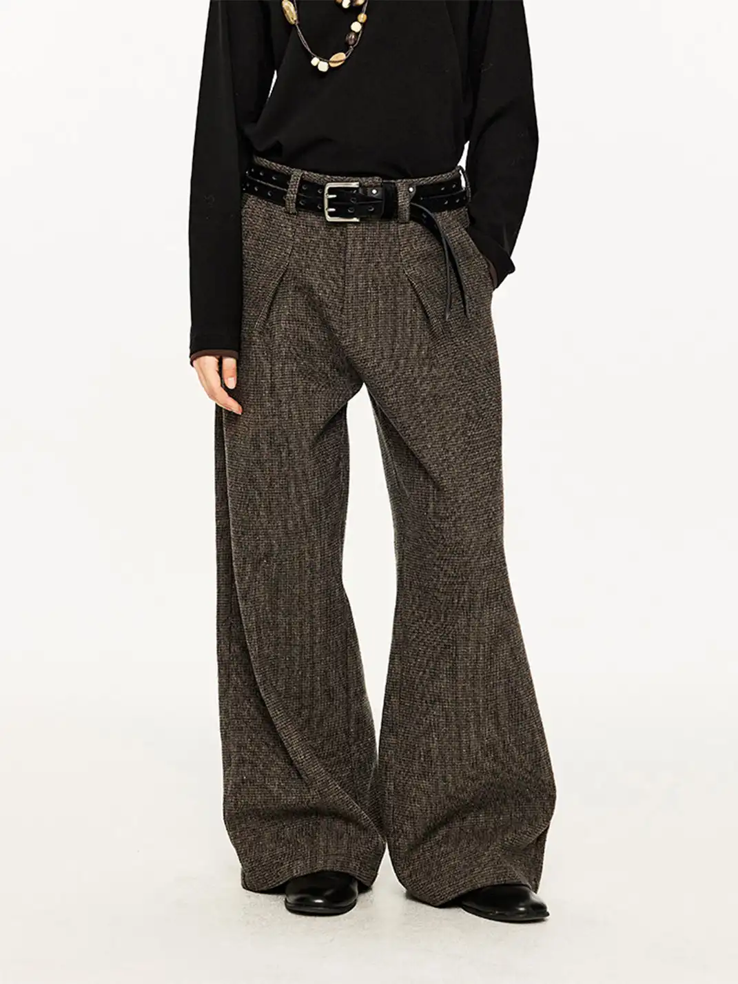 KREATE | Wool Pleated Wide-leg Trousers