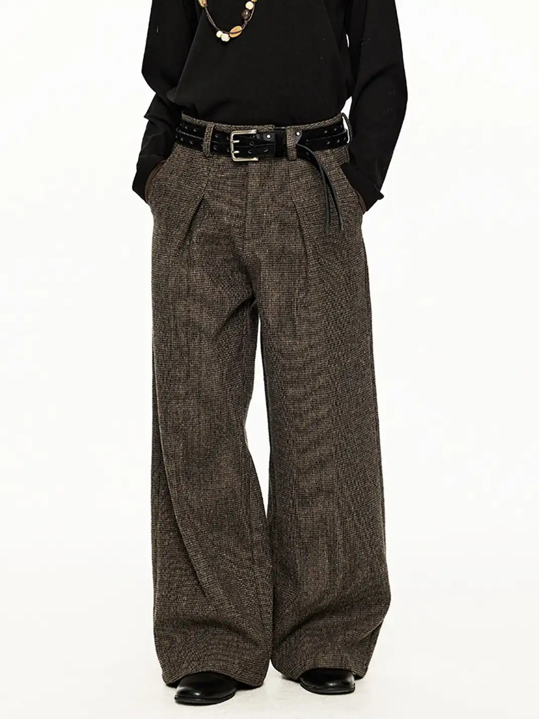 KREATE | Wool Pleated Wide-leg Trousers
