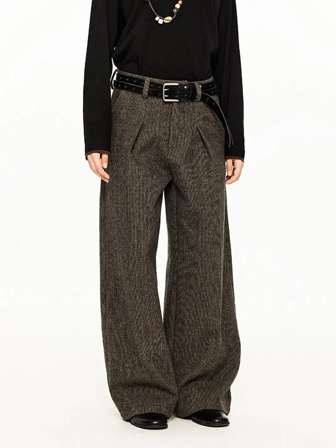 KREATE | Wool Pleated Wide-leg Trousers