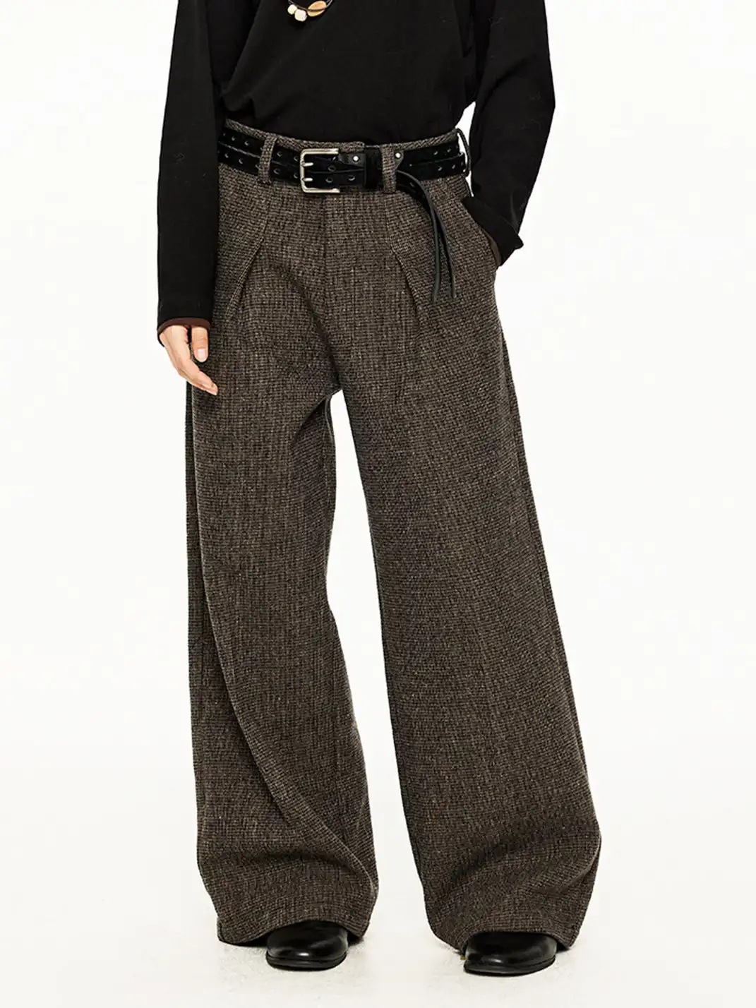 KREATE | Wool Pleated Wide-leg Trousers