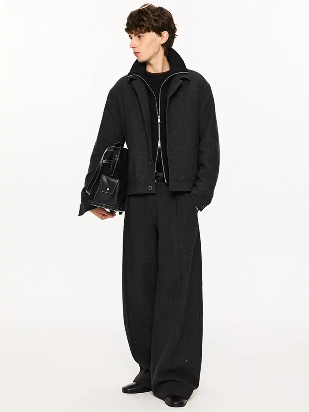 KREATE | Wool Pleated Wide-leg Trousers