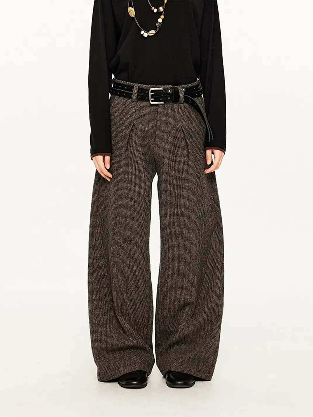 KREATE | Wool Pleated Wide-leg Trousers