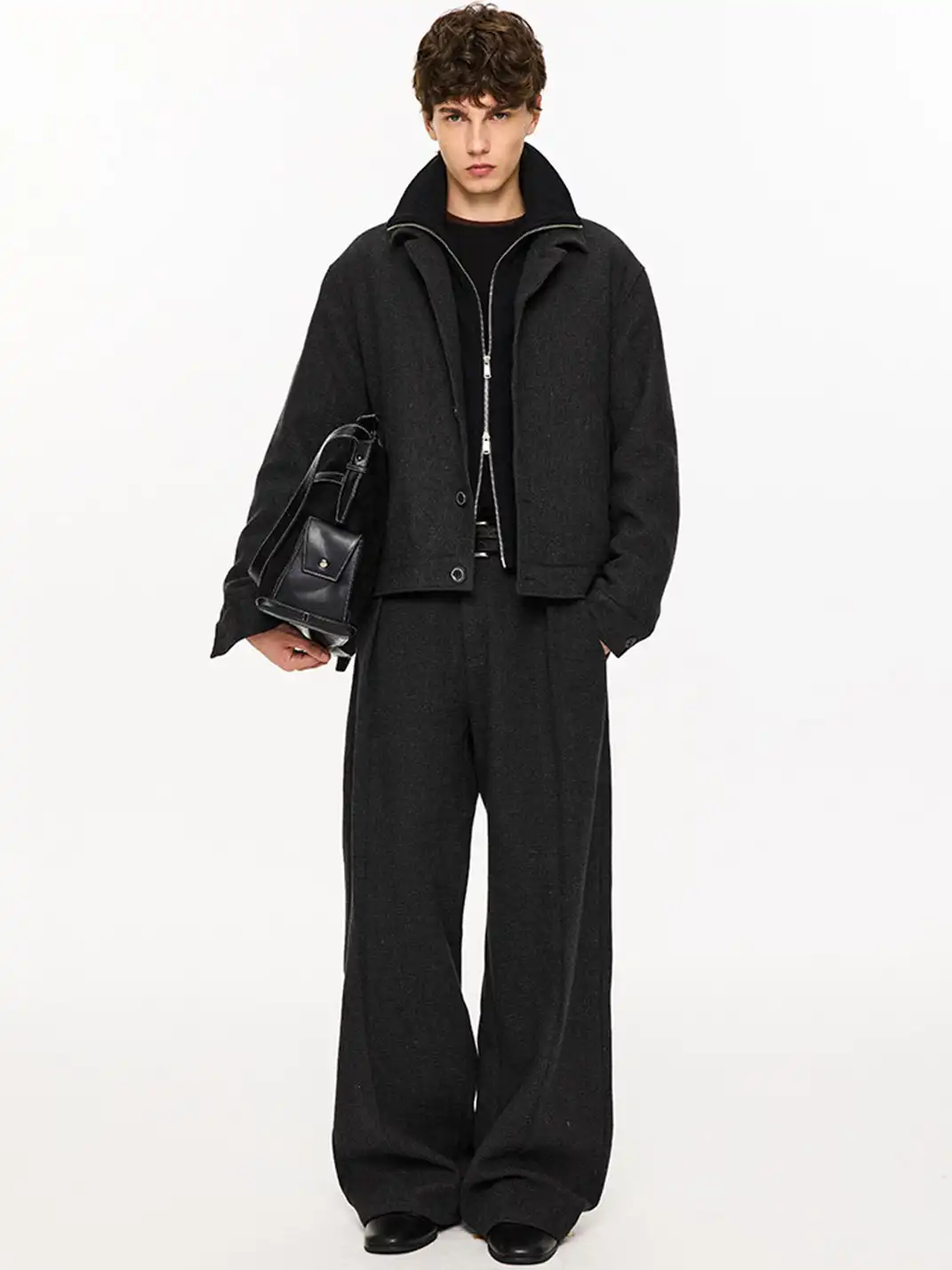 KREATE | Wool Pleated Wide-leg Trousers