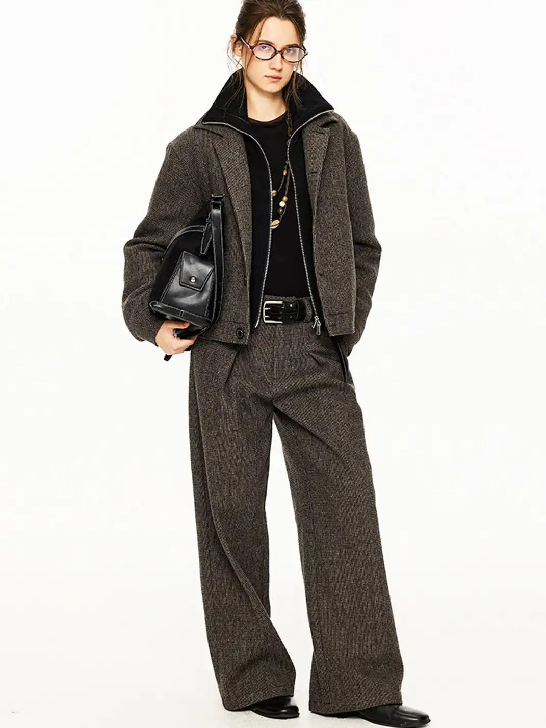 KREATE | Wool Pleated Wide-leg Trousers