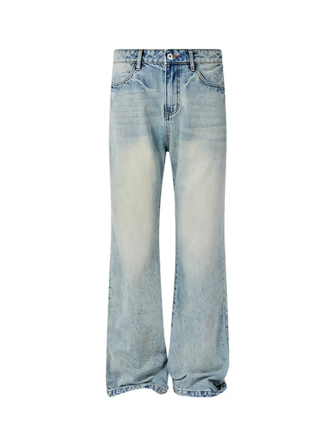 KREATE | Washed Lightning Stripe Raw Denim Flared Jeans