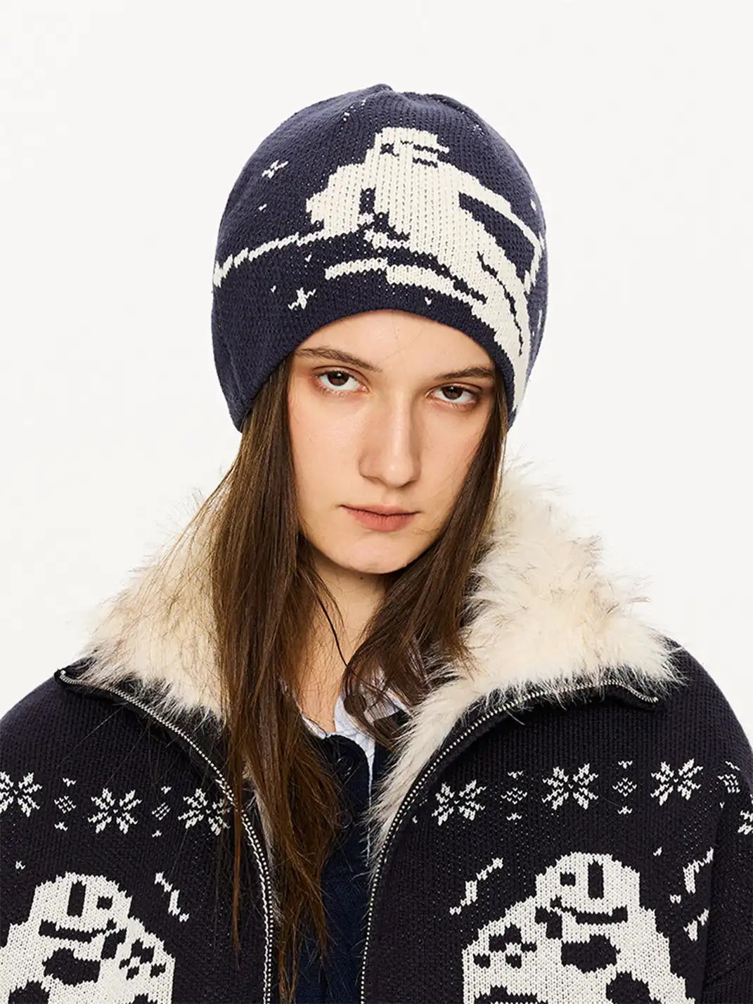 KREATE | Fair Isle Chunky Knit Color-blocked Beanie