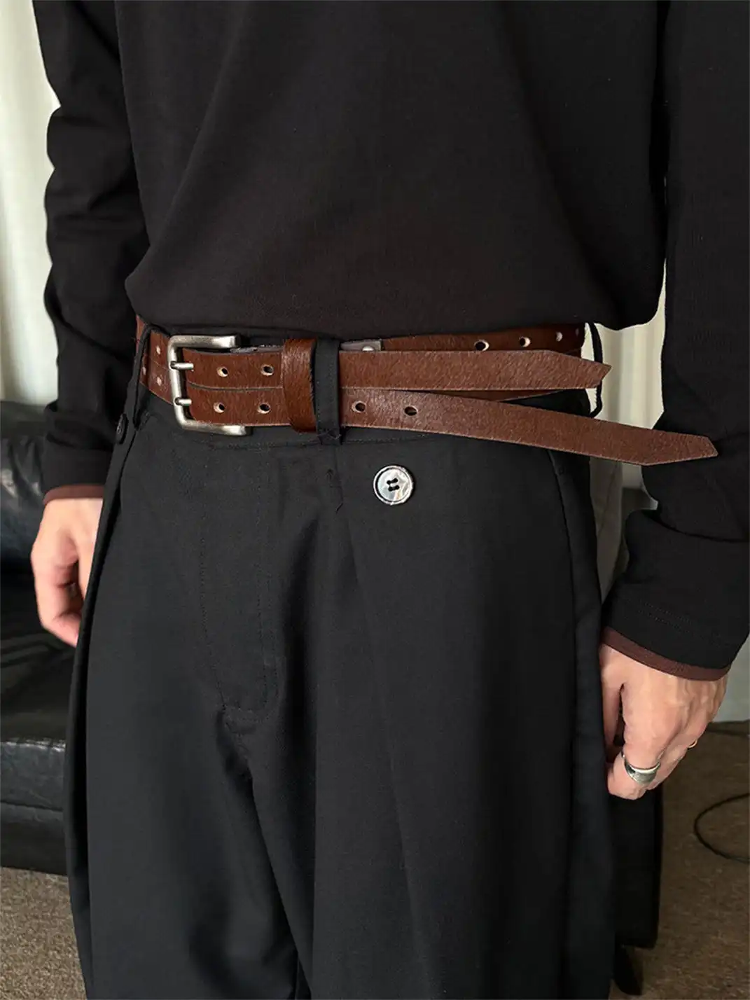 KREATE | Top-grain Cowhide Asymmetrical Genuine Leather Belt
