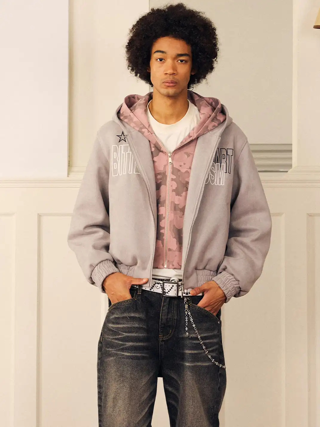 DONSMOKE | Suede Faux Two-Piece Jacket