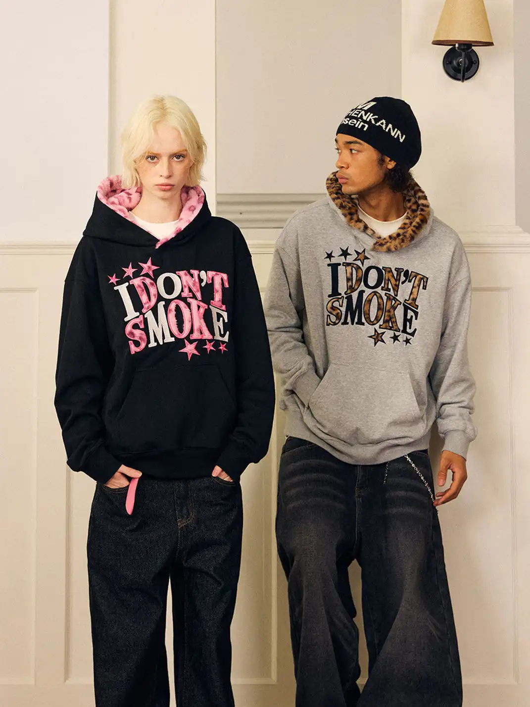 DONSMOKE | Leopard Print Star Appliqué Sweatshirt